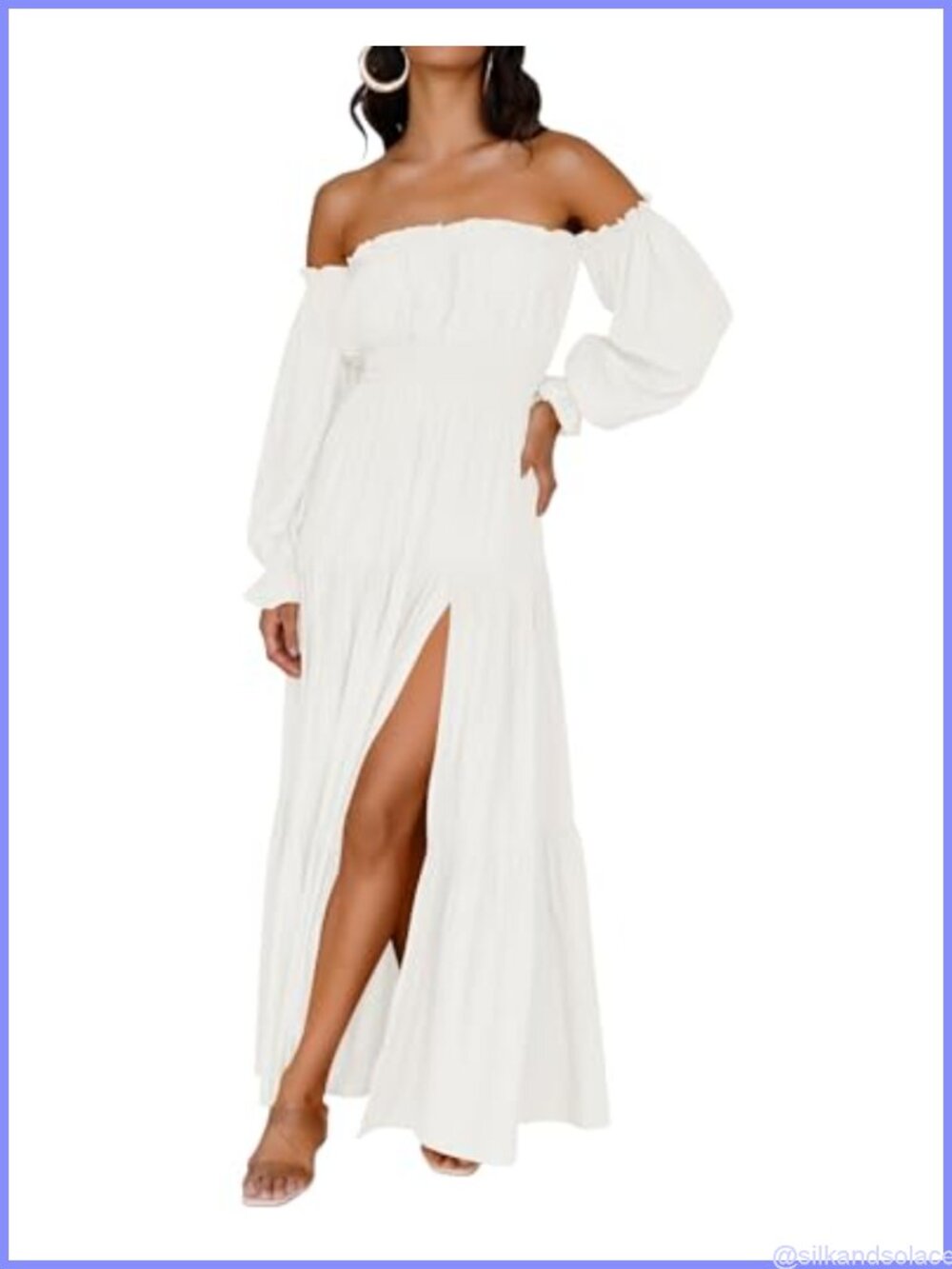 Women's Off Shoulder Maxi Dress Long Sleeve Flowy Bohemian Party Wrap
